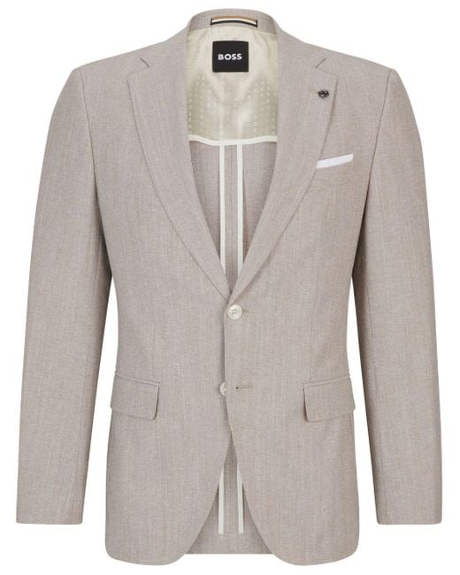 Boss Gray Virgin Wool-blend Jacket for men