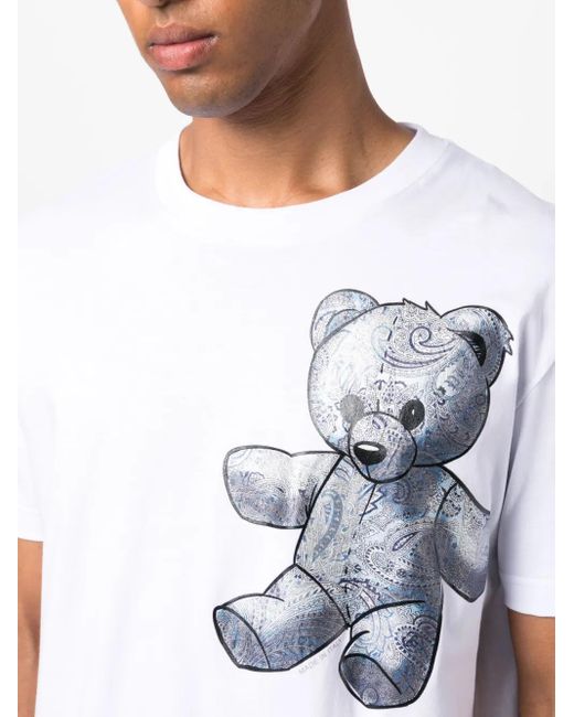 Philipp Plein White Teddy Bear Paisley-Print T-Shirt for men