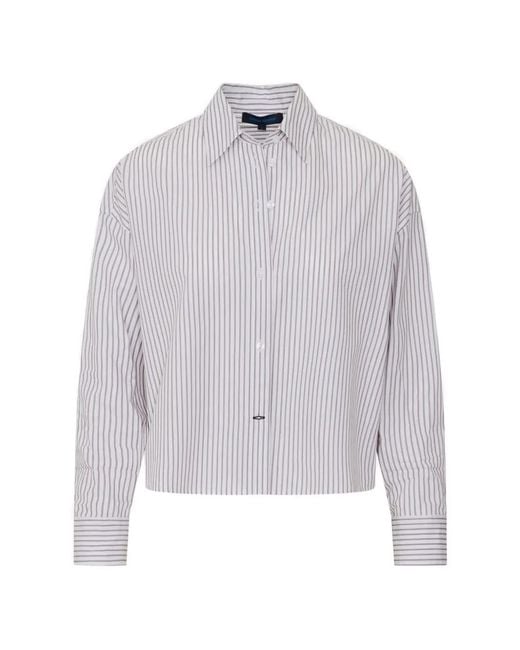 Patrick Assaraf White Striped Cotton Shirt