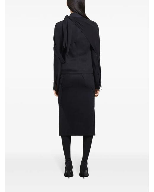 Courreges Blue Draped Denim Straight-Cut Skirt