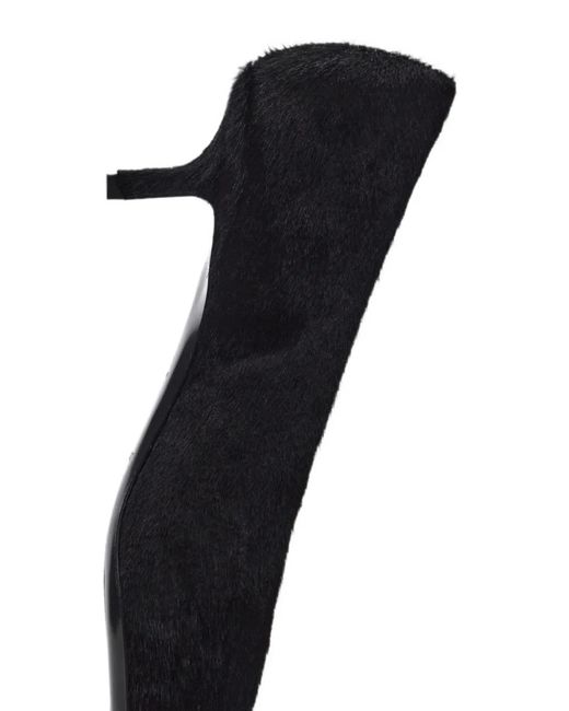 Loulou de Saison Black Helen Pony-Effect Pointed-Toe Pumps