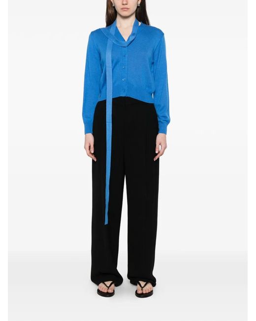 LA PISCINE Blue Buttoned Cardigan