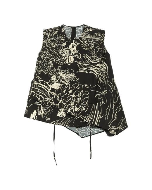 JNBY Black Waist-Defining Floral Top