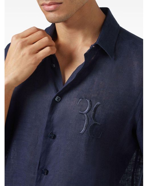 Billionaire Blue "linen Shirt Silver Cut Ls" for men