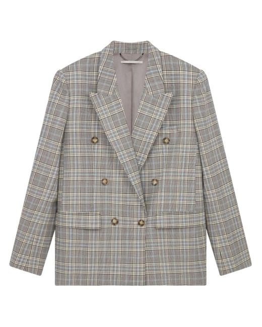 Stella McCartney Gray Check-print Wool Blazer