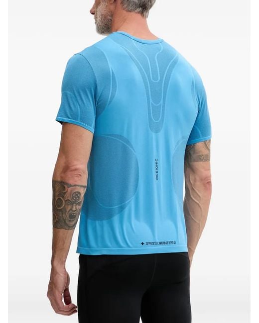 X Bionic Blue Logo-Patch Panelling T-Shirt for men