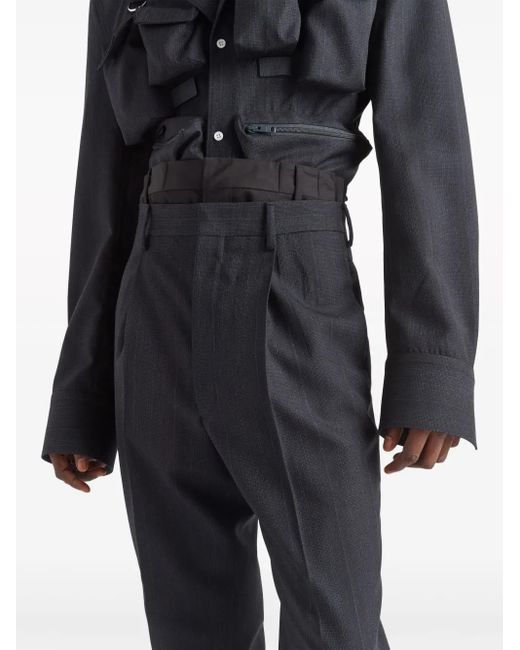 Prada Blue Wool Tailored Trousers for men