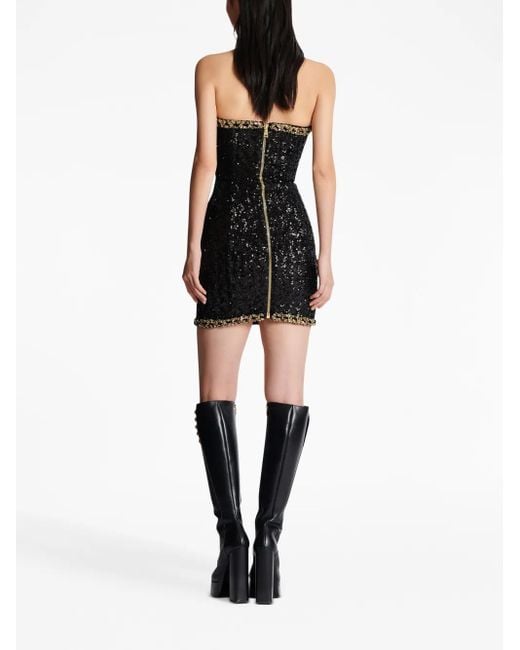 Balmain Black Sequin-Embellished Mini Dress