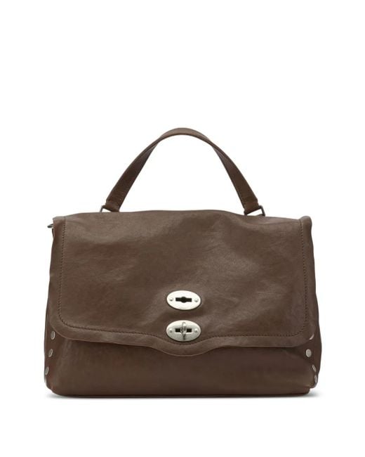 Zanellato Brown Studded-Detail Turn-Lock Tote Bag