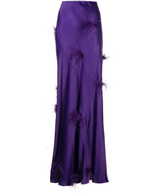 Falda larga con ribete de plumas Marques'Almeida de color Purple