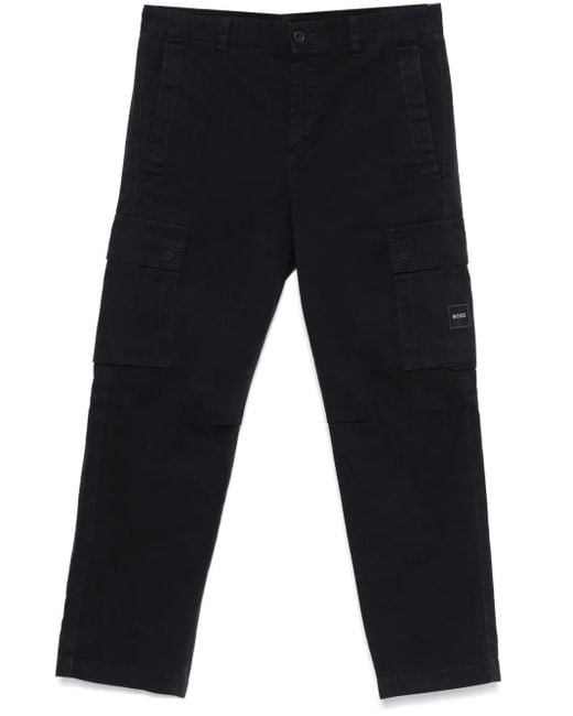 Boss Blue Twill Cargo Trousers for men