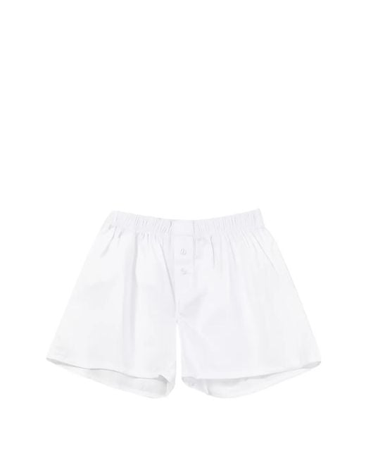 Handvaerk White Elasticated-Waist Button-Fastening Boxer Shorts for men