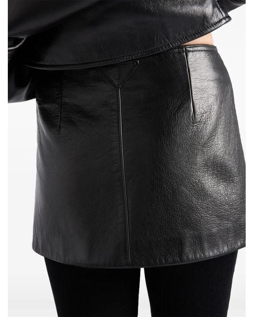 Prada Leren Mini-Rok in het Black