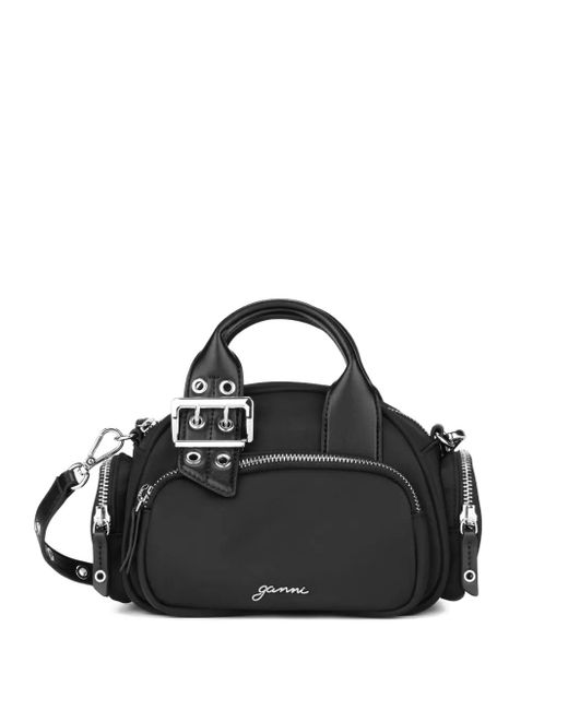 Bolso shopper con logo estampado Ganni de color Black