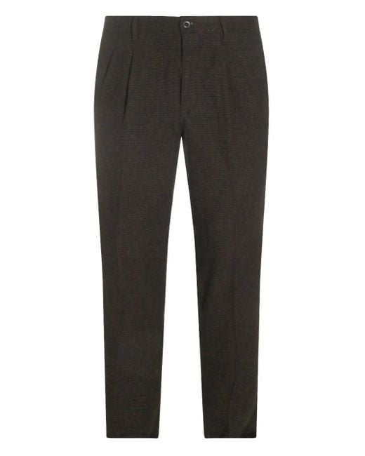 Incotex Gray Pleated Check Trousers for men