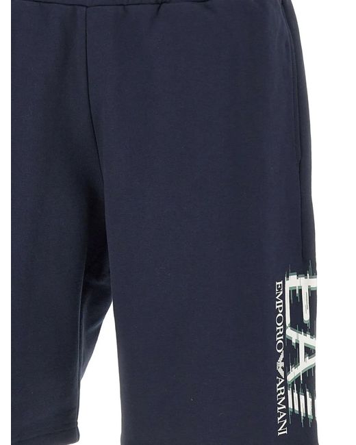 EA7 Blue Logo-Detail Shorts for men