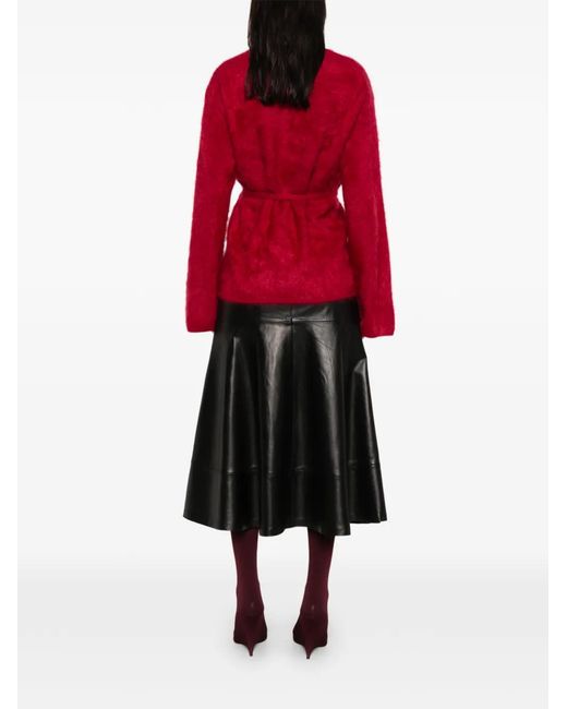 Soft Goat Red Brushed Cardigan