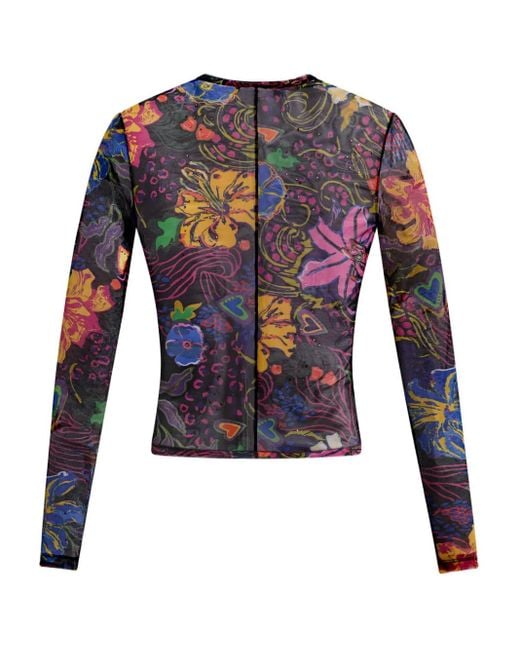 Area Blue Hotfix Printed Tulle Top