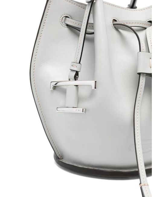 Borsa A Secchiello Mini Con Logo di Tod's in Gray