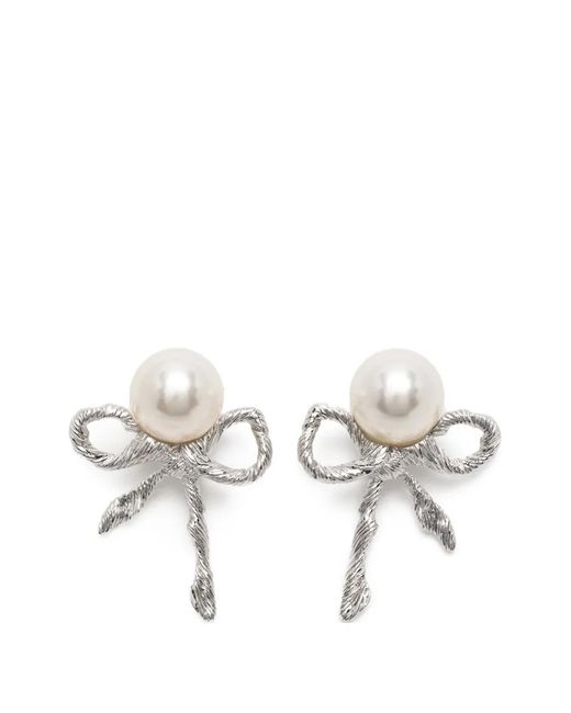 Pendientes Twisted Rope Bow YVMIN de color White