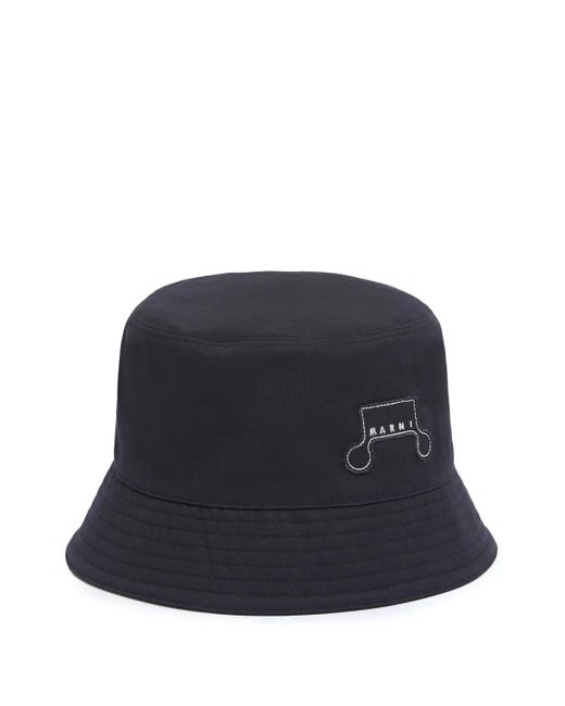 Marni Blue Gabardine Bucket Hat With Trunkaroo Patch for men