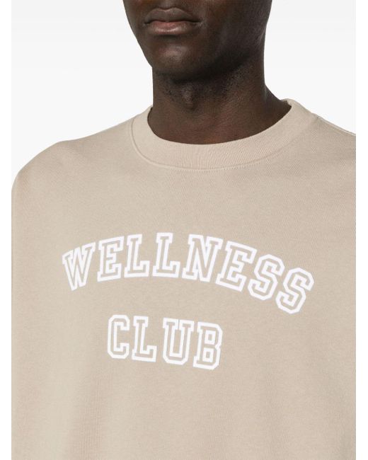 Sporty & Rich White Wellness Club-flocked Cotton Sweatshirt for men