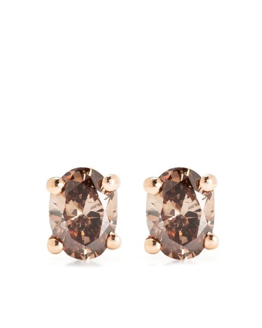 Wouters & Hendrix Metallic 18Kt Rose And Diamond Stud Earrings