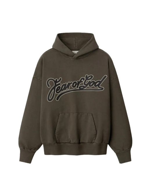 Fear Of God Green Logo-Print Hoodie for men