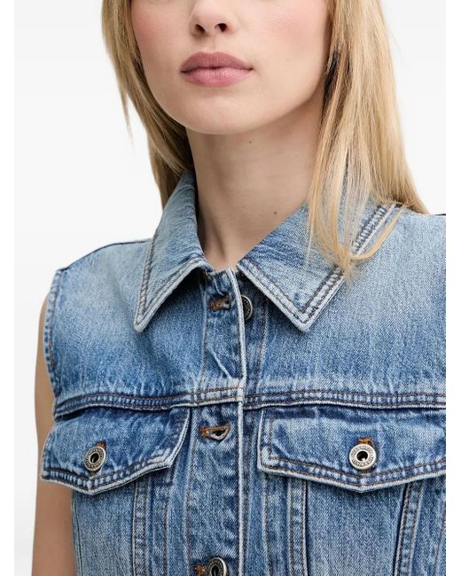 Miss Sixty Blue Sleeveless Button-Front Denim Midi Dress