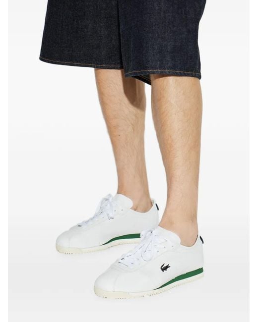 Lacoste White Baskets À Logo Appliqué