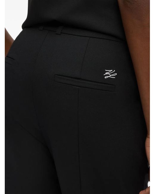 Karl Lagerfeld Black Logo-Plaque Tailored Trousers