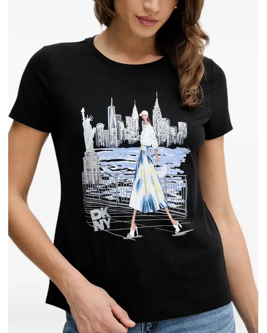 DKNY Black Statue Of Liberty Graphic-Print T-Shirt