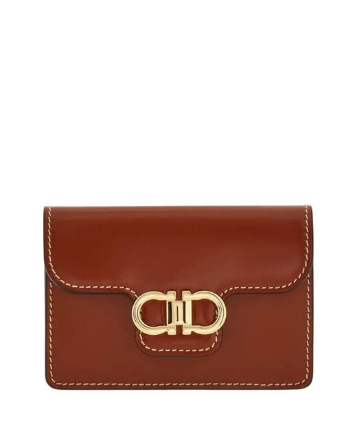 Ferragamo Brown Gancini Card Holder