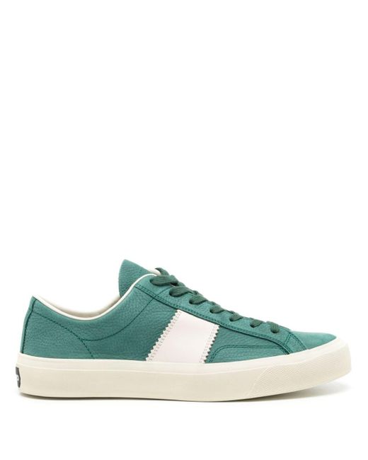 Tom Ford Green Cambridge Leather Sneakers for men