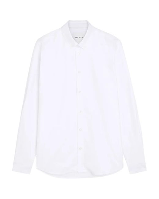 Les Deux White Konrad Embroidered-Logo Shirt for men