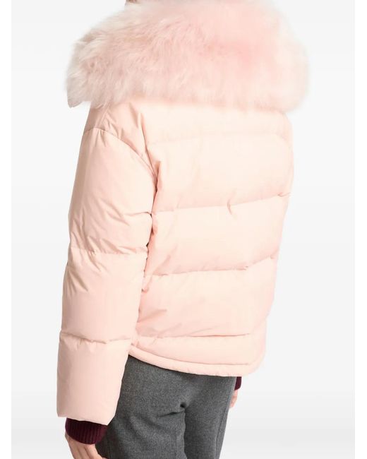 Yves Salomon Pink Shearling-Trim Down Jacket