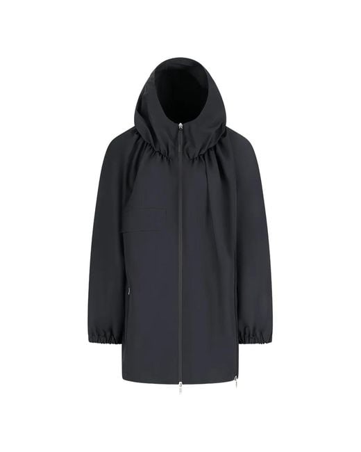 Jil Sander Blue Hooded Gathered Jacket