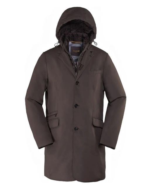 Cappotto Monopetto Con Cappuccio di Moorer in Gray da Uomo