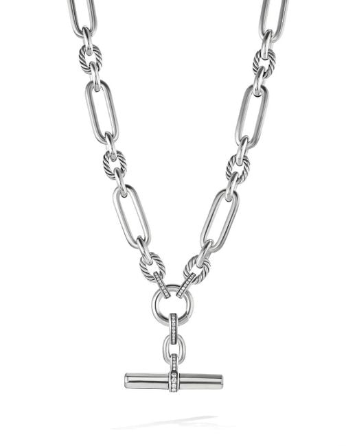 David Yurman White Sterling Lexington Diamond Chain Necklace (9.8Mm)