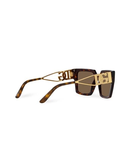 Dolce & Gabbana Brown Tortoiseshell-Effect Square-Frame Sunglasses