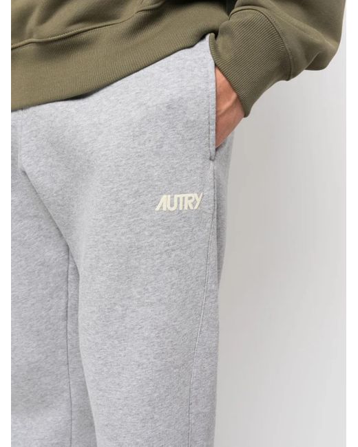 Autry Gray Logo-Print Cotton Track Pants for men
