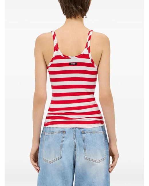 MSGM Red Striped Tank Top