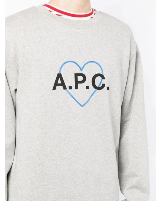 A.P.C. Gray Jules Logo-Print Sweatshirt for men