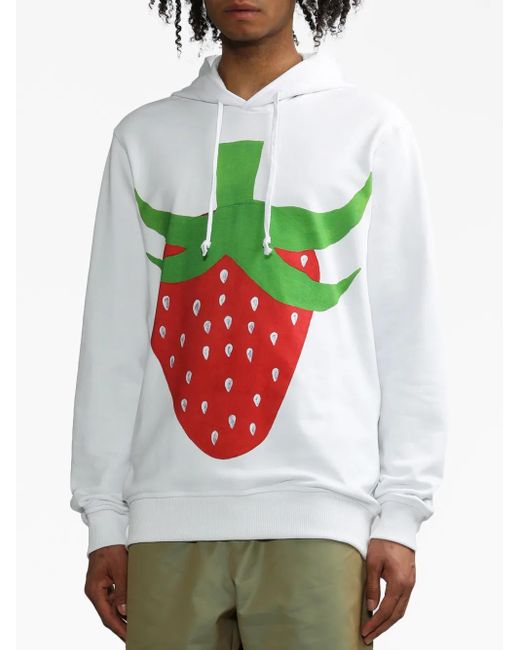 Comme des Garçons White Strawberry-Print Drawstring Hoodie for men