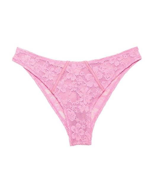 Fleur du Mal Pink Le Stretch Lace Cheeky Briefs
