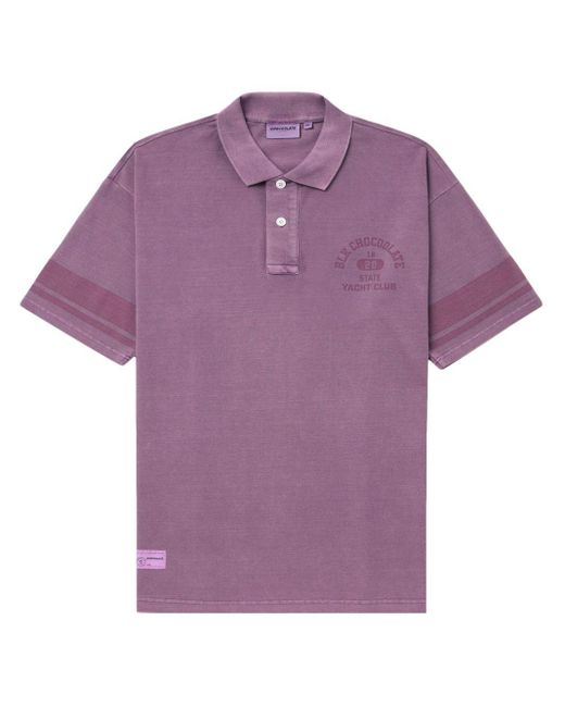Chocoolate Purple Logo-print Cotton Polo Shirt for men