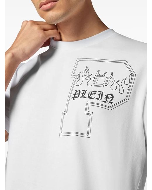 Philipp Plein White Short-Sleeve Round Neck T-Shirt for men
