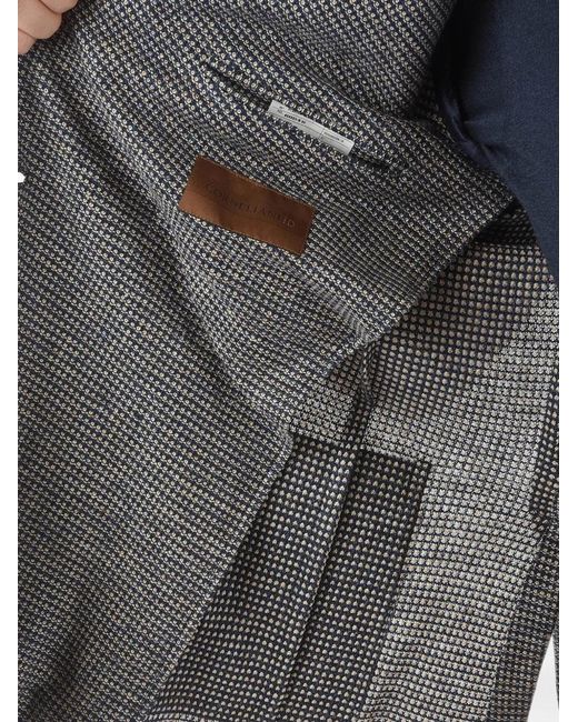 Corneliani Gray Double-Breasted Linen Jacket for men