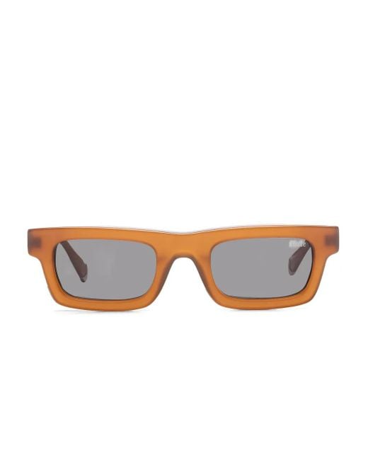 Rhude Brown Lightning Rectangle Sunglasses for men