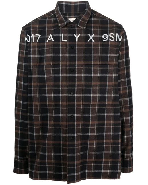 1017 ALYX 9SM Black Cotton Tartan Long-Sleeve Shirt for men